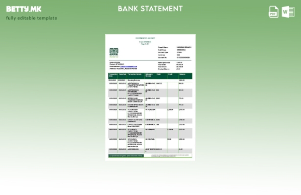 Модерен стилски шаблон за верзија на извод од банкарска кооператива во Кенија